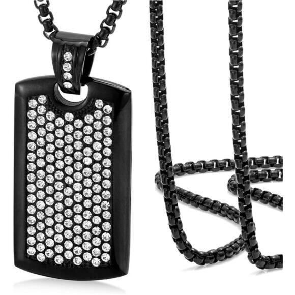 Trendy Iced Out Dog Tag Personalized Necklace for Men